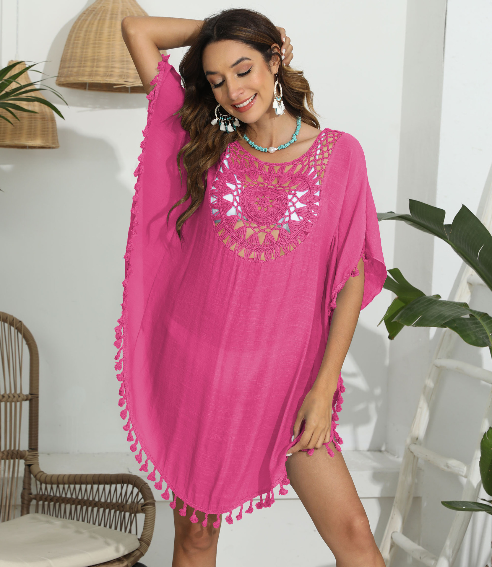 Womens Boho Beach Cover Up Casual Summer Swimsuit Kaftan